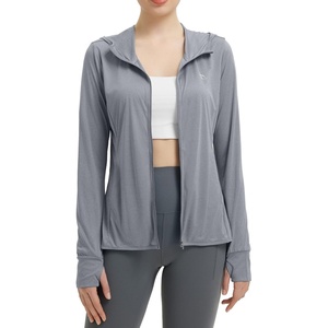 image:imagebaleaf Womens Sun Protection Jacket Hoodie Clothing Lightweight Long Sleeve Sun Cover Up ShirtHeather Light Gray