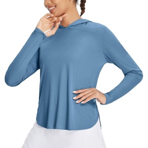 image:imagebaleaf Womens UPF 50 Sun Shirt with Hoodie SPF Long Sleeve UV Protection Clothing Hiking Fishing Outdoor LightweightHeather Light Blue