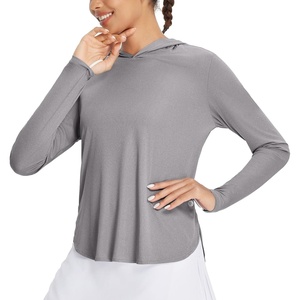 image:imagebaleaf Womens UPF 50 Sun Shirt with Hoodie SPF Long Sleeve UV Protection Clothing Hiking Fishing Outdoor LightweightHeather Light Gray