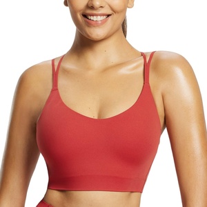 image:imagebaleaf everleaf Womens Sports Bra Longline Molded Cup Yoga Bra Thin Strap Low Impact Workout Crop Tank TopsLava Falls