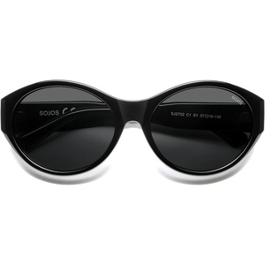 image:imageSOJOS 2026 Trendy Oval Polarized Sunglasses for Women Classic SJ2702  Round Retro UV Protection ShadeBlackGrey Lens