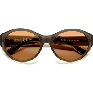 image:imageSOJOS 2026 Trendy Oval Polarized Sunglasses for Women Classic SJ2702  Round Retro UV Protection ShadeGreenLight Orange Lens