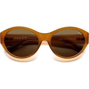 image:imageSOJOS 2026 Trendy Oval Polarized Sunglasses for Women Classic SJ2702  Round Retro UV Protection ShadeYellowBrown Lens
