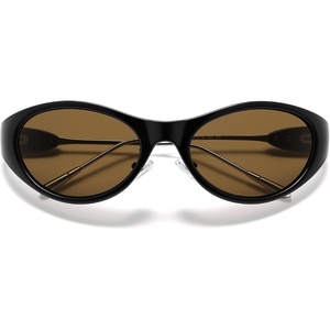 image:imageSOJOS Oval Sunglasses for Women Men Wrap Around Fashion Sunglasses SJ2762  Y2K Oversized Frameless Trendy Sun GlassesBlackBrown Lens