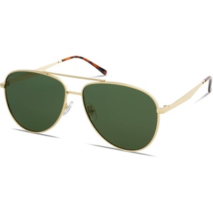 image:imageSOJOS Retro Oversized Aviator Polarized Sunglasses for Women Men Classic Large Metal Sun Glasses SJ1207AShiny GoldGreen