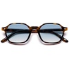 image:imageSOJOS Retro Square Polarized Sunglasses Womens Men SJ2674  Trendy 70s Thin Slim Shades Sunnies For Daily Wear Travel Beach Outdoor AccessoriesTortoise Frame Blue Grading Lens