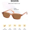 image:imageSOJOS Trendy Rectangle TR90 Polarized Sunglasses for Women Men SJ2711  Unisex design lightweight flexible frame UV400 protection scratch resistant lenses driving fishing golf outdoor activitiesClear BrownBrown