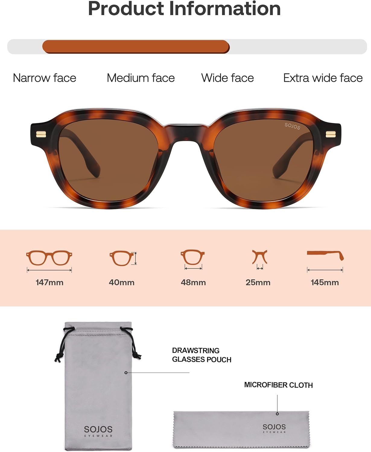 image:imageSOJOS Retro Polarized Square Sunglasses for Women Men  Vintage StyleTR90 Frame for Fishing Driving amp Daily Wear UV400 Protection SJ2707Tortoise  Brown Lens