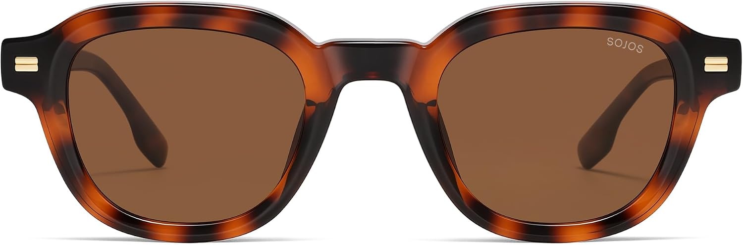 image:imageSOJOS Retro Polarized Square Sunglasses for Women Men  Vintage StyleTR90 Frame for Fishing Driving amp Daily Wear UV400 Protection SJ2707Tortoise  Brown Lens