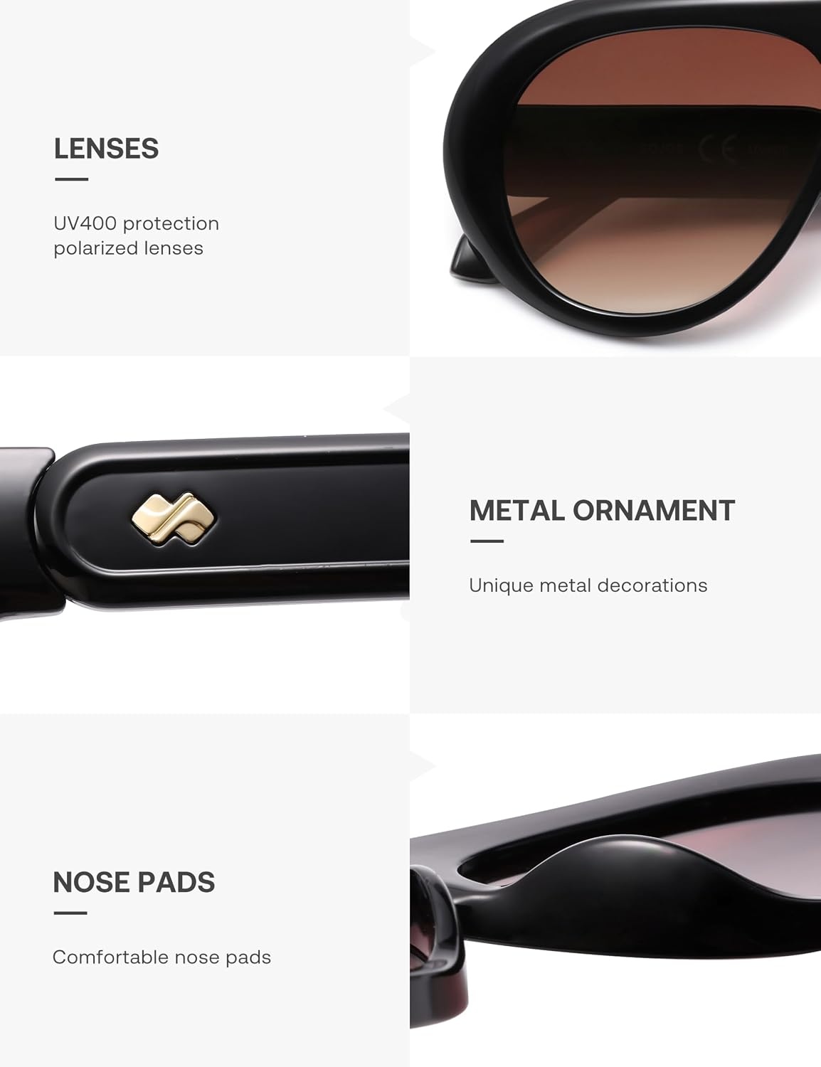 image:imageSOJOS Trendy Oversized Polarized Aviator Sunglasses Womens Men SJ2390  Retro Vintage 70s Style UV Protection Shield Sun GlassesBlackGradient Dark Brown