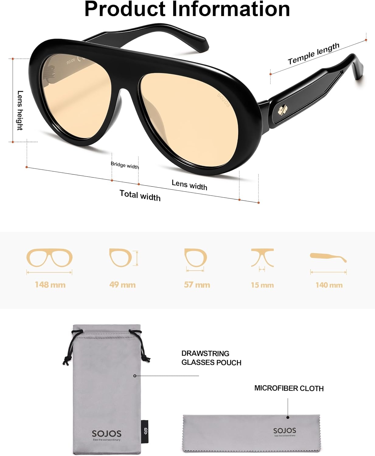 image:imageSOJOS Trendy Oversized Polarized Aviator Sunglasses Womens Men SJ2390  Retro Vintage 70s Style UV Protection Shield Sun GlassesBlackLight Brown