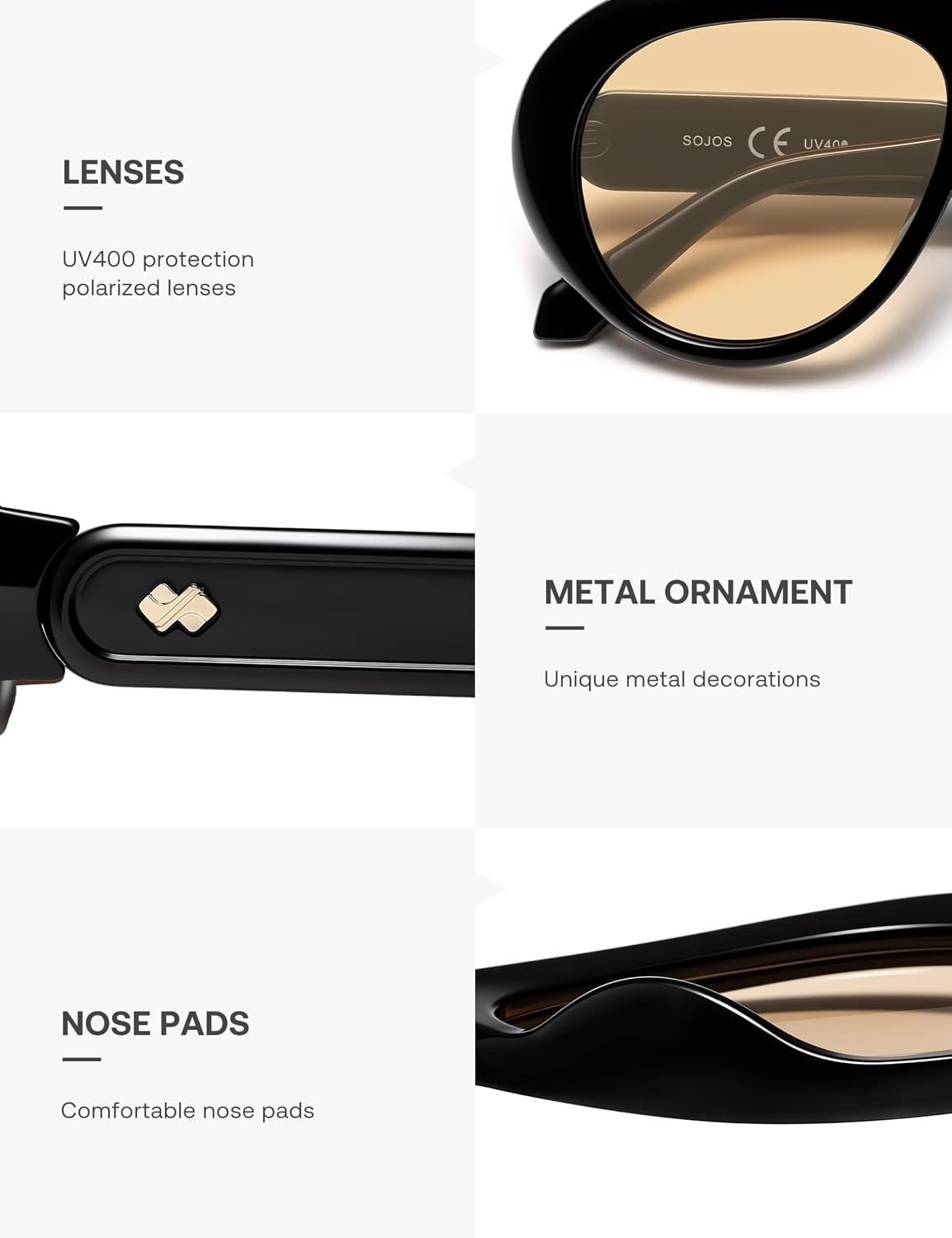 image:imageSOJOS Trendy Oversized Polarized Aviator Sunglasses Womens Men SJ2390  Retro Vintage 70s Style UV Protection Shield Sun GlassesBlackLight Brown