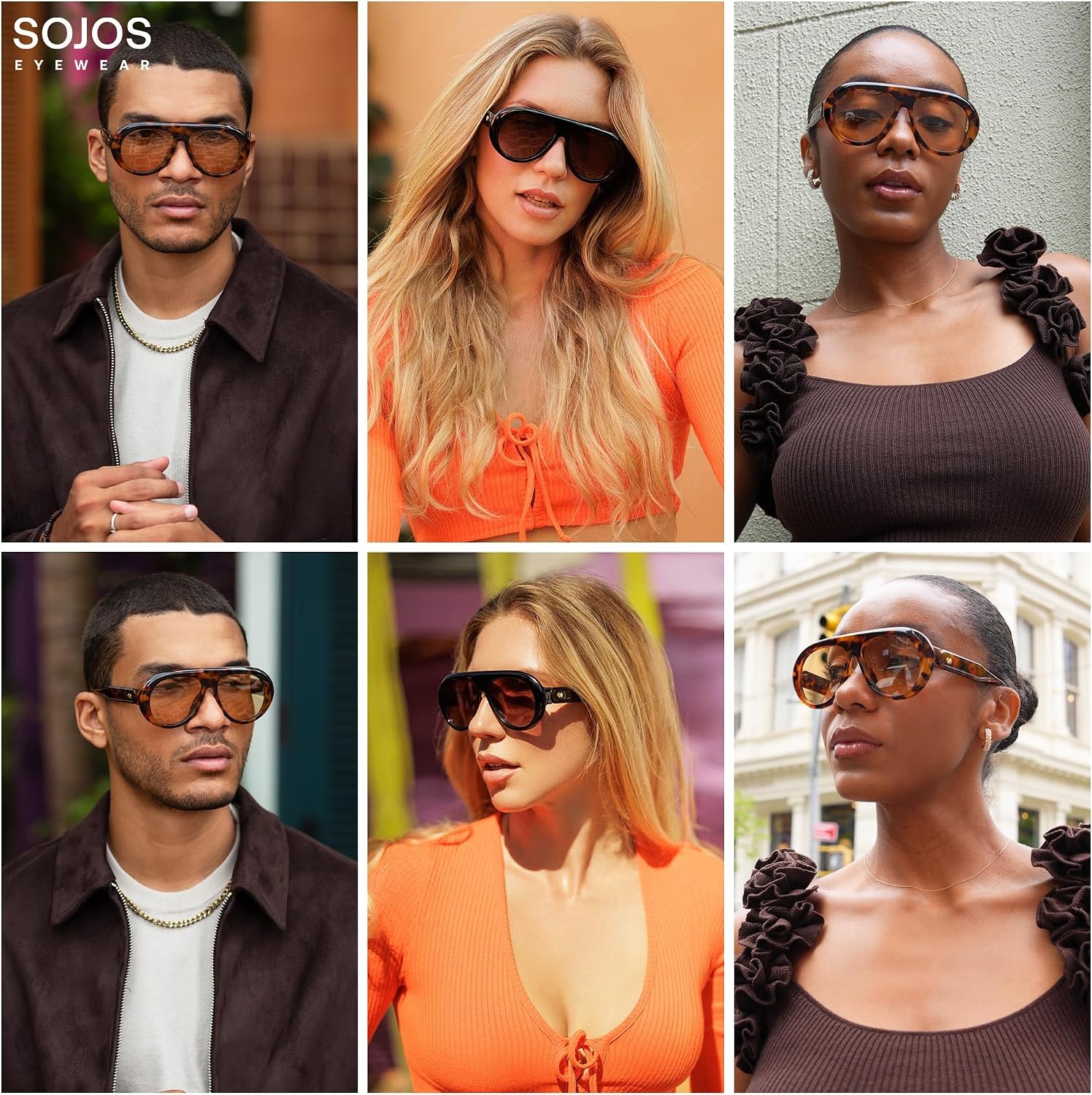 image:imageSOJOS Trendy Oversized Polarized Aviator Sunglasses Womens Men SJ2390  Retro Vintage 70s Style UV Protection Shield Sun GlassesBrown TortoiseLight Brown