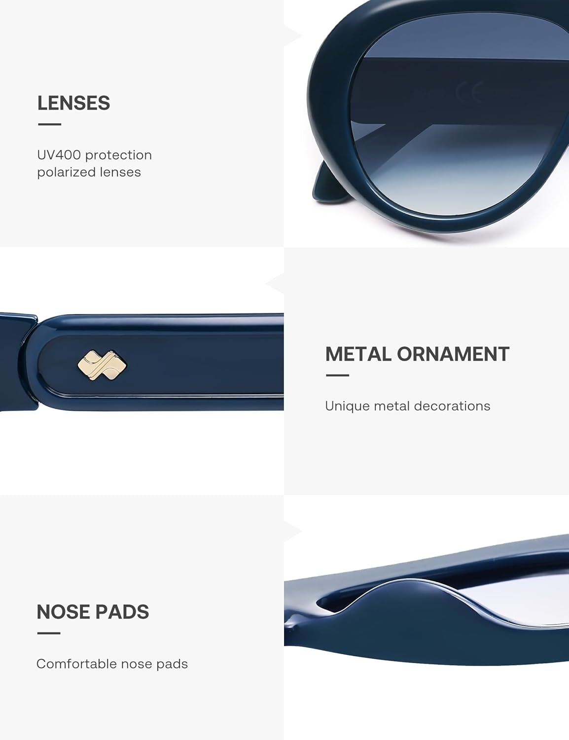 image:imageSOJOS Trendy Oversized Polarized Aviator Sunglasses Womens Men SJ2390  Retro Vintage 70s Style UV Protection Shield Sun GlassesNavy BlueGradient Blue