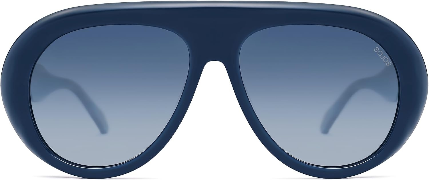 image:imageSOJOS Trendy Oversized Polarized Aviator Sunglasses Womens Men SJ2390  Retro Vintage 70s Style UV Protection Shield Sun GlassesNavy BlueGradient Blue