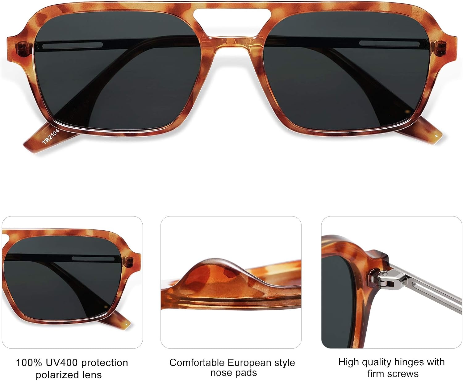 image:imageSOJOS Vintage Polarized Aviator Sunglasses for Women Men 70s Retro Flat Narrow Rectangular Womens Glasses SJ2186Shiny Yellow TortoiseGrey