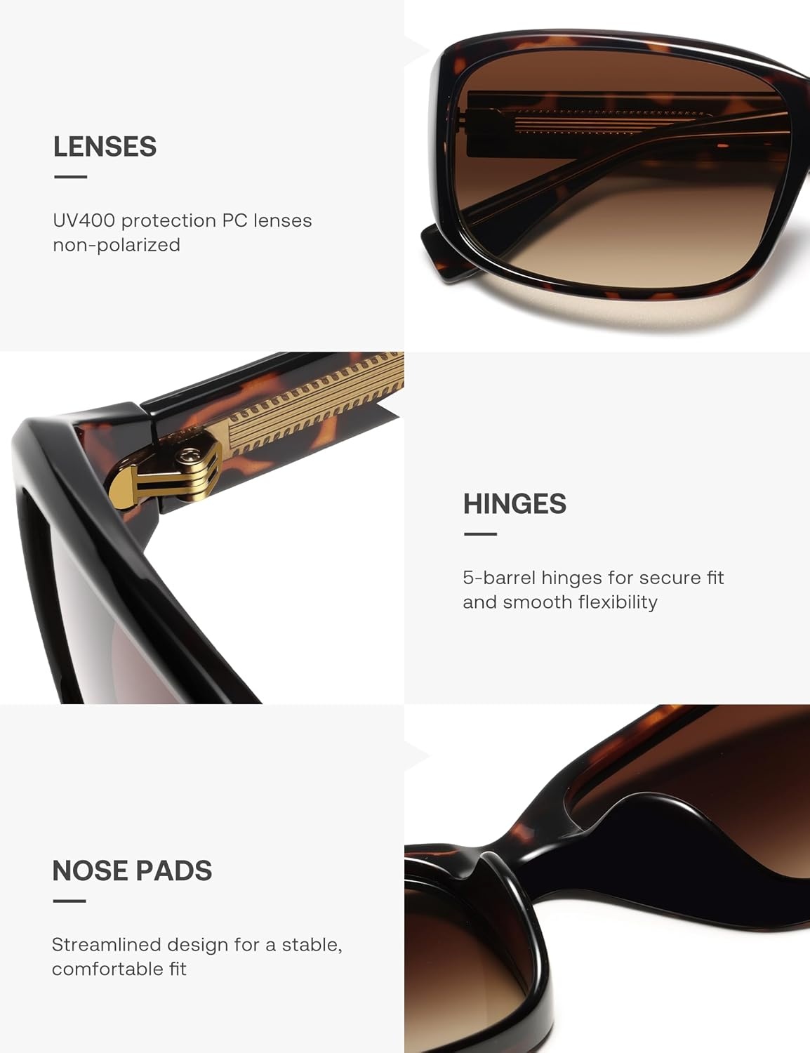image:imageSOJOS Vintage Square Sunglasses for Women Men Retro Wrap Around Sunnies for Driving UV Protections SJ2764TortoiseBrown Grading