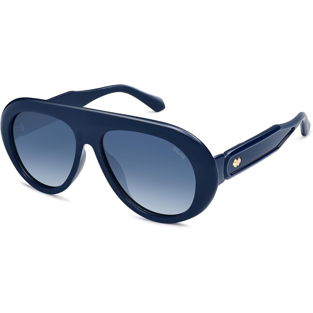 image:imageSOJOS Trendy Oversized Polarized Aviator Sunglasses Womens Men SJ2390  Retro Vintage 70s Style UV Protection Shield Sun GlassesNavy BlueGradient Blue