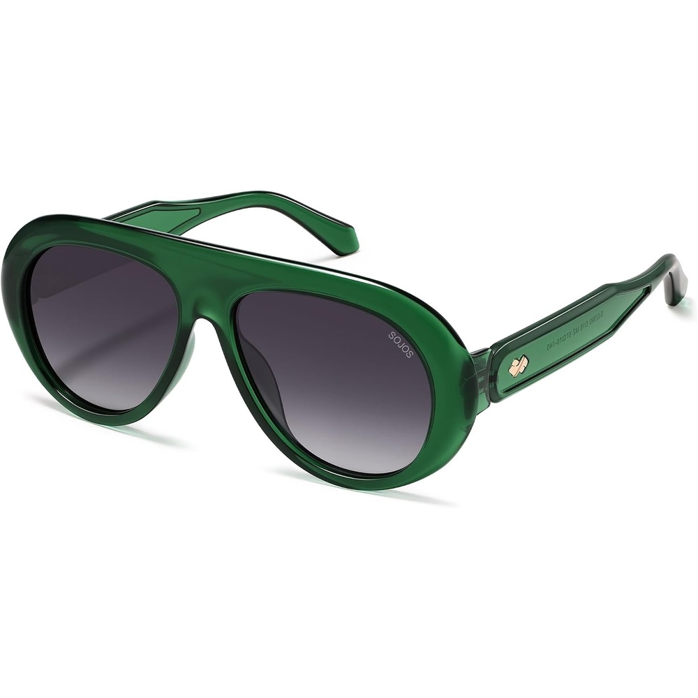 image:imageSOJOS Trendy Oversized Polarized Aviator Sunglasses Womens Men SJ2390  Retro Vintage 70s Style UV Protection Shield Sun GlassesTranslucent Dark GreenGradient Grey