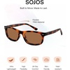 image:imageSOJOS Retro Rectangle TR90 Polarized Sunglasses for Men Women SJ2721  Unisex design driving fishing golf outdoor activities lightweight flexible frame UV400 protection scratch resistant lensesBrownBrown