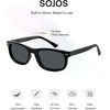 image:imageSOJOS Retro Rectangle TR90 Polarized Sunglasses for Men Women SJ2721  Unisex design driving fishing golf outdoor activities lightweight flexible frame UV400 protection scratch resistant lensesBlackGrey