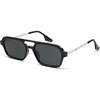 image:imageSOJOS Vintage Polarized Aviator Sunglasses for Women Men 70s Retro Flat Narrow Rectangular Womens Glasses SJ2186Shiny Black