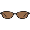 image:imageSOJOS Small Trendy Rectangle Polarized Sunglasses Womens Mens SJ2733  Retro Slim Thin Chic Oval Cat Eye Lightweight Frames UV Protection TAC Lenses Petite SunniesBlackBrown