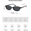 image:imageSOJOS Small Trendy Rectangle Polarized Sunglasses Womens Mens SJ2733  Retro Slim Thin Chic Oval Cat Eye Lightweight Frames UV Protection TAC Lenses Petite SunniesBlackGrey