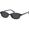 image:imageSOJOS Small Trendy Rectangle Polarized Sunglasses Womens Mens SJ2733  Retro Slim Thin Chic Oval Cat Eye Lightweight Frames UV Protection TAC Lenses Petite SunniesBlackGrey
