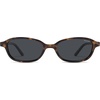 image:imageSOJOS Small Trendy Rectangle Polarized Sunglasses Womens Mens SJ2733  Retro Slim Thin Chic Oval Cat Eye Lightweight Frames UV Protection TAC Lenses Petite SunniesBrown TortoiseGrey