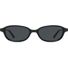 image:imageSOJOS Small Trendy Rectangle Polarized Sunglasses Womens Mens SJ2733  Retro Slim Thin Chic Oval Cat Eye Lightweight Frames UV Protection TAC Lenses Petite SunniesBlackGrey