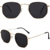 image:imageSOJOS Square Polarized Sunglasses Women Men Hexagonal Polygon SJ1072Small  Metal Wire Frames and TemplesAdjustable Nose PadsUV protection TAC LensesIdeal for Driving and All SportsGlodGrey