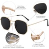 image:imageSOJOS Square Polarized Sunglasses Women Men Hexagonal Polygon SJ1072Small  Metal Wire Frames and TemplesAdjustable Nose PadsUV protection TAC LensesIdeal for Driving and All SportsGlodGrey