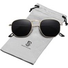 image:imageSOJOS Square Polarized Sunglasses Women Men Hexagonal Polygon SJ1072Small  Metal Wire Frames and TemplesAdjustable Nose PadsUV protection TAC LensesIdeal for Driving and All SportsGlodGrey
