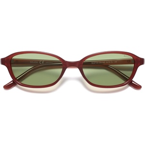 image:imageSOJOS Small Trendy Rectangle Polarized Sunglasses Womens Mens SJ2733  Retro Slim Thin Chic Oval Cat Eye Lightweight Frames UV Protection TAC Lenses Petite SunniesOrangeGreen