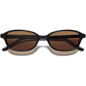 image:imageSOJOS Small Trendy Rectangle Polarized Sunglasses Womens Mens SJ2733  Retro Slim Thin Chic Oval Cat Eye Lightweight Frames UV Protection TAC Lenses Petite SunniesBlackBrown