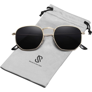 image:imageSOJOS Square Polarized Sunglasses Women Men Hexagonal Polygon SJ1072Small  Metal Wire Frames and TemplesAdjustable Nose PadsUV protection TAC LensesIdeal for Driving and All SportsGlodGrey