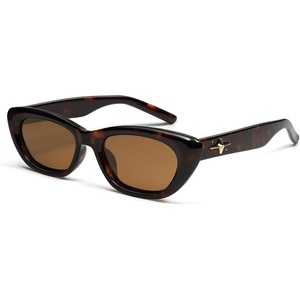image:imageSOJOS Trendy Polarized Narrow Cat Eye Sunglasses for Women Retro Cute Small Womens Shades SJ2284TortoiseBrown