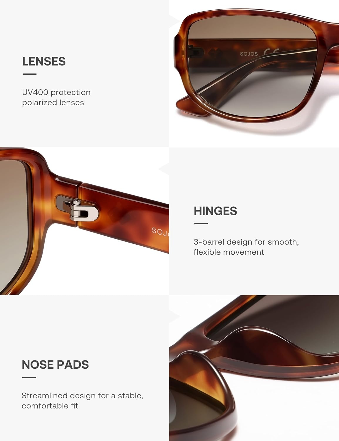 image:imageSOJOS Retro Oversized Polarized Wrap Around Sunglasses for Women Men SJ2728  Vintage 2000s Y2K Wraparound Rounded Rectangle Womens Mens Shades SunniesAmber TortoiseGradient Light Brown