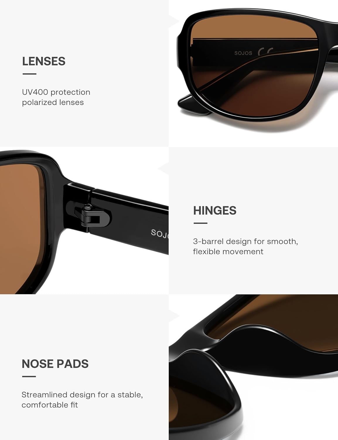 image:imageSOJOS Retro Oversized Polarized Wrap Around Sunglasses for Women Men SJ2728  Vintage 2000s Y2K Wraparound Rounded Rectangle Womens Mens Shades SunniesBlackDark Brown