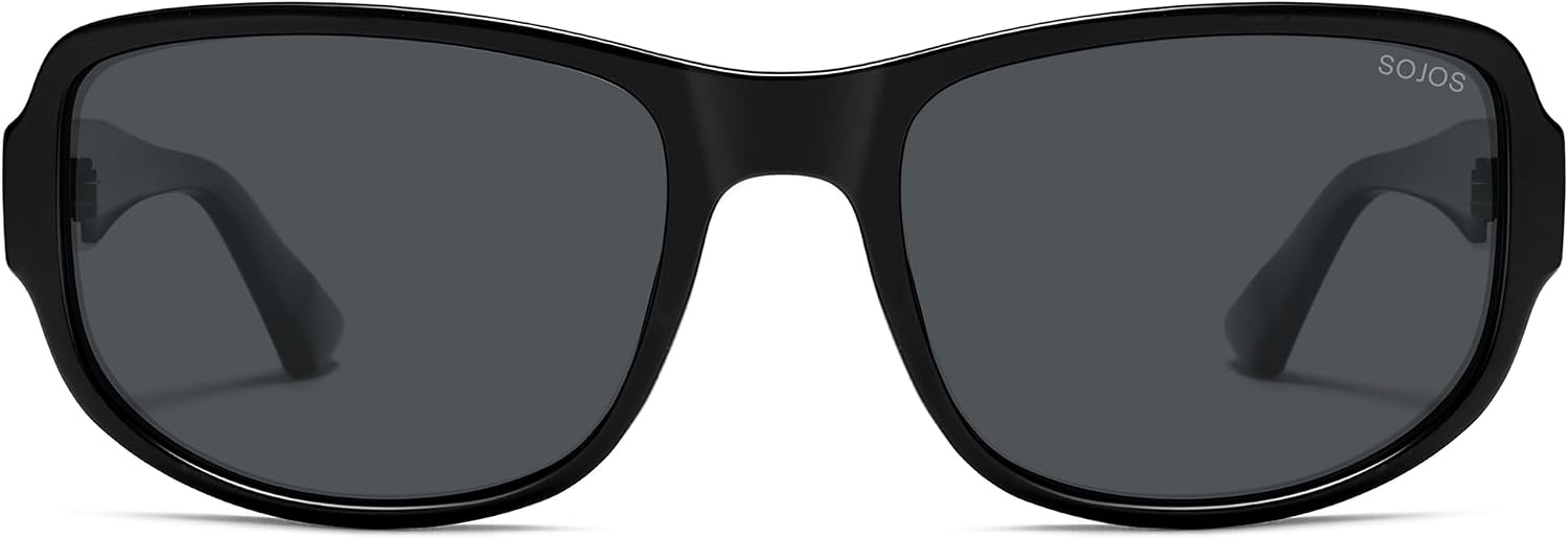 image:imageSOJOS Retro Oversized Polarized Wrap Around Sunglasses for Women Men SJ2728  Vintage 2000s Y2K Wraparound Rounded Rectangle Womens Mens Shades SunniesBlackGrey