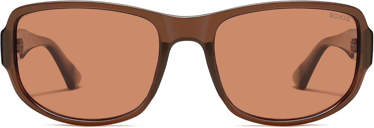 image:imageSOJOS Retro Oversized Polarized Wrap Around Sunglasses for Women Men SJ2728  Vintage 2000s Y2K Wraparound Rounded Rectangle Womens Mens Shades SunniesBrownBrown