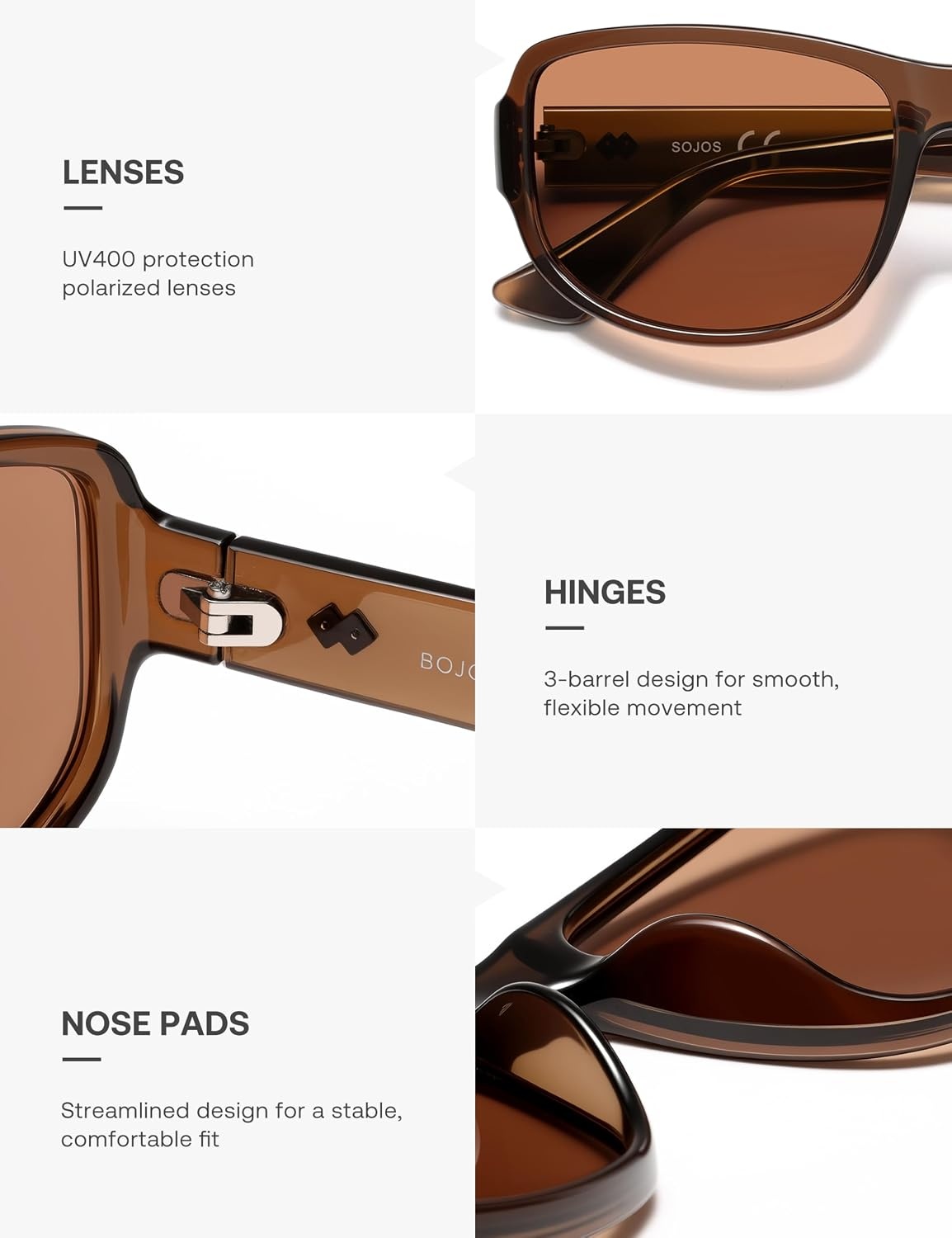 image:imageSOJOS Retro Oversized Polarized Wrap Around Sunglasses for Women Men SJ2728  Vintage 2000s Y2K Wraparound Rounded Rectangle Womens Mens Shades SunniesBrownBrown