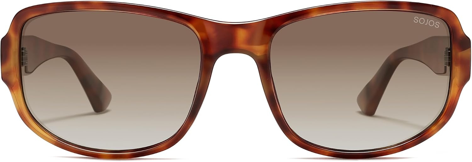 image:imageSOJOS Retro Oversized Polarized Wrap Around Sunglasses for Women Men SJ2728  Vintage 2000s Y2K Wraparound Rounded Rectangle Womens Mens Shades SunniesAmber TortoiseGradient Light Brown