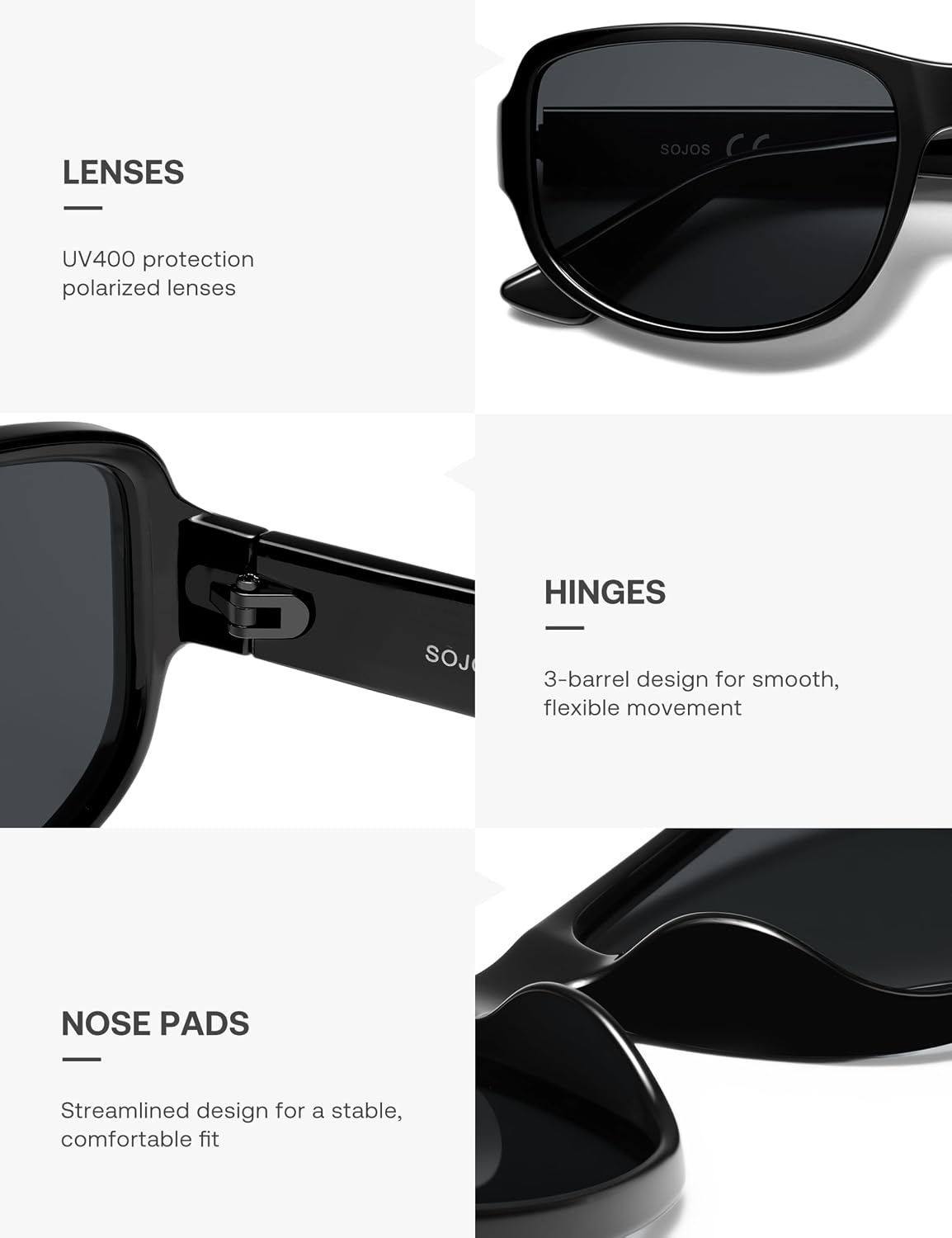 image:imageSOJOS Retro Oversized Polarized Wrap Around Sunglasses for Women Men SJ2728  Vintage 2000s Y2K Wraparound Rounded Rectangle Womens Mens Shades SunniesBlackGrey