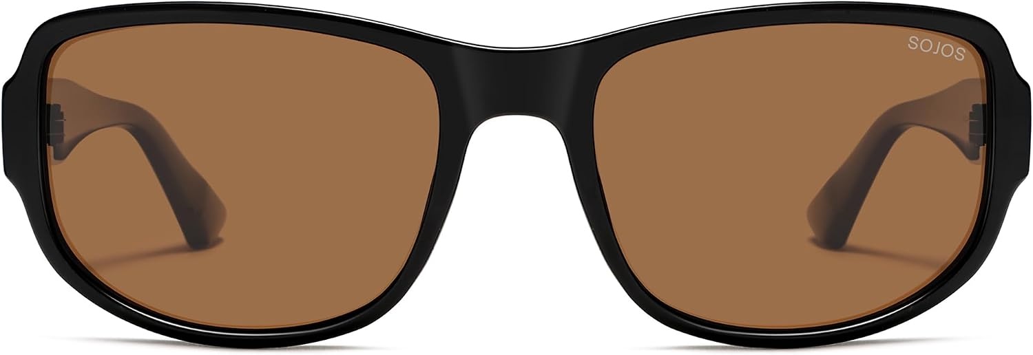 image:imageSOJOS Retro Oversized Polarized Wrap Around Sunglasses for Women Men SJ2728  Vintage 2000s Y2K Wraparound Rounded Rectangle Womens Mens Shades SunniesBlackDark Brown