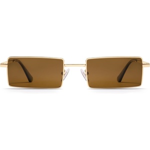 image:imageSOJOS Narrow Rectangle Polarized Sunglasses Womens Mens Retro Sun Glasses Vintage Shades SJ1249AShiny Gold  Brown Lens