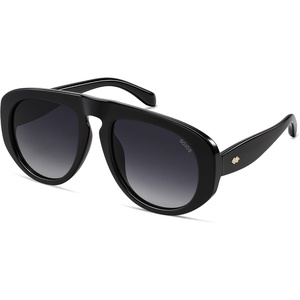 image:imageSOJOS Trendy Oversized Polarized Aviator Sunglasses Womens Mens SJ2725  70s 80s Retro Vintage Shades Big Bold Thick Frame UV Protection TAC Lenses Sun GlassesBlackGrey