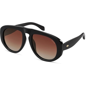 image:imageSOJOS Trendy Oversized Polarized Aviator Sunglasses Womens Mens SJ2725  70s 80s Retro Vintage Shades Big Bold Thick Frame UV Protection TAC Lenses Sun GlassesBlackBrown