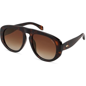 image:imageSOJOS Trendy Oversized Polarized Aviator Sunglasses Womens Mens SJ2725  70s 80s Retro Vintage Shades Big Bold Thick Frame UV Protection TAC Lenses Sun GlassesTortoiseBrown